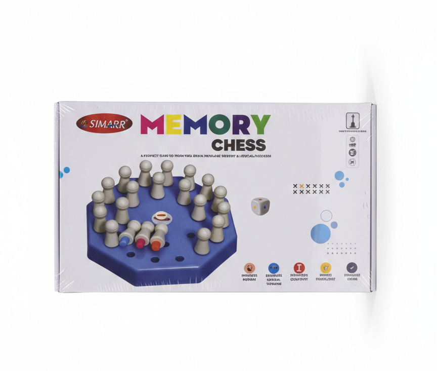 Memory Chess Game for Kids | Wooden/Plastic Memory Training Board Game with Dice & Pegs
