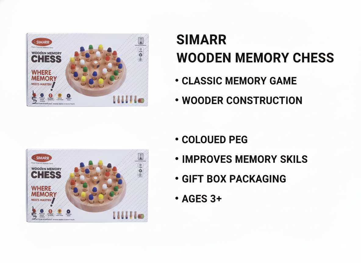 Wooden Memory Chess Game for Kids | Color Matching Memory Board Game with Pegs