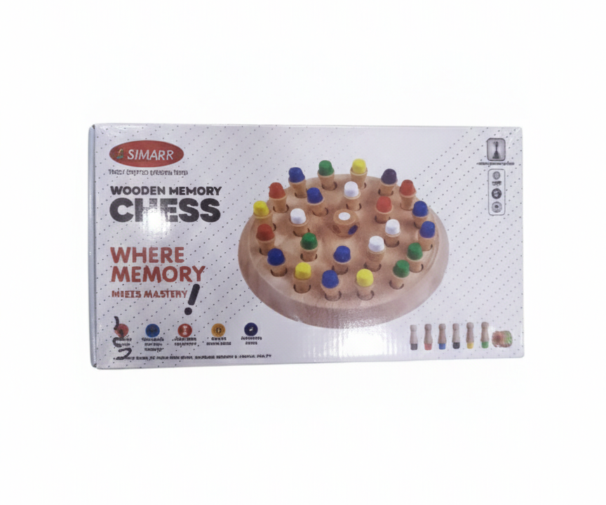 Wooden Memory Chess Game for Kids | Color Matching Memory Board Game with Pegs