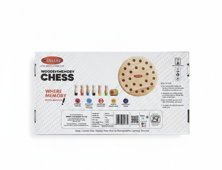 Wooden Memory Chess Game for Kids | Color Matching Memory Board Game with Pegs