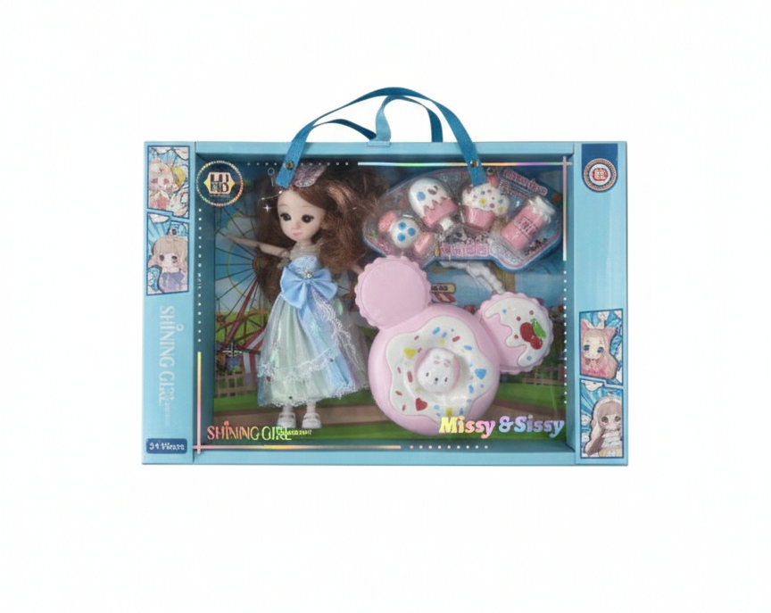 Candy Doll Set for Girls with Accessories & Toy Phone, Long Hair Fashion Doll Gift Box, Kids Pretend Play Toy with Makeup Kit & Handbag, Birthday Gift for Girls Age 3+ (Multicolor)