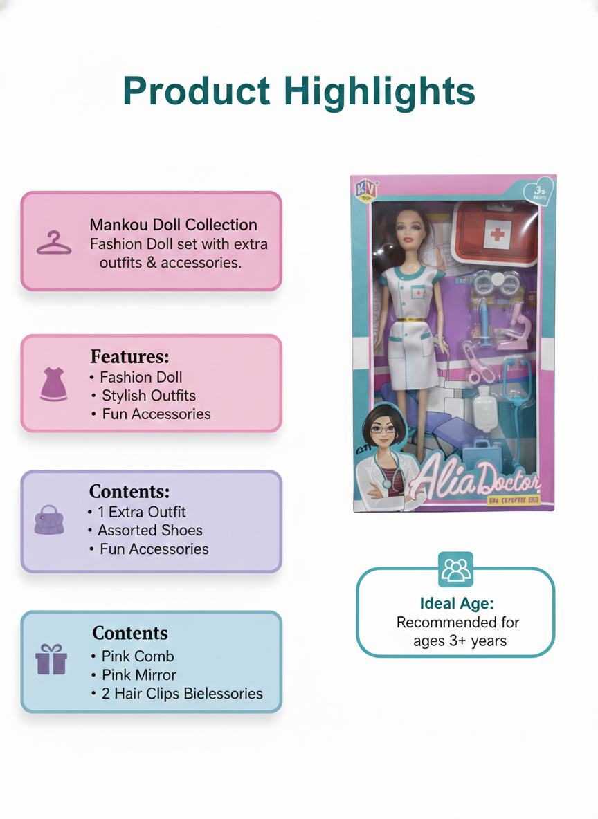 Doctor Doll Set for Girls | Fashion Doll with Medical Kit Accessories