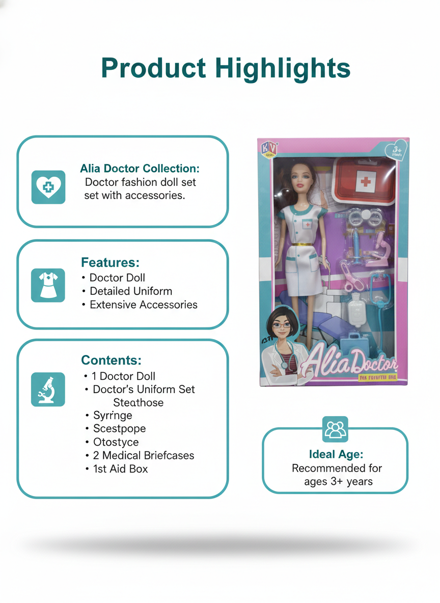 Doctor Doll Set for Girls | Fashion Doll with Medical Kit Accessories