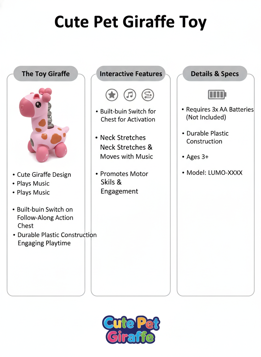 Cute Pet Giraffe Toy for Kids with Music & Moving Neck