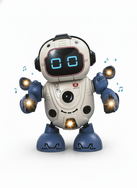 Dancing Robot Toy for Kids with LED Lights & Music, 8 Arms Swing Robot, Battery Operated Interactive Musical Toy for Boys & Girls (Ages 3+)