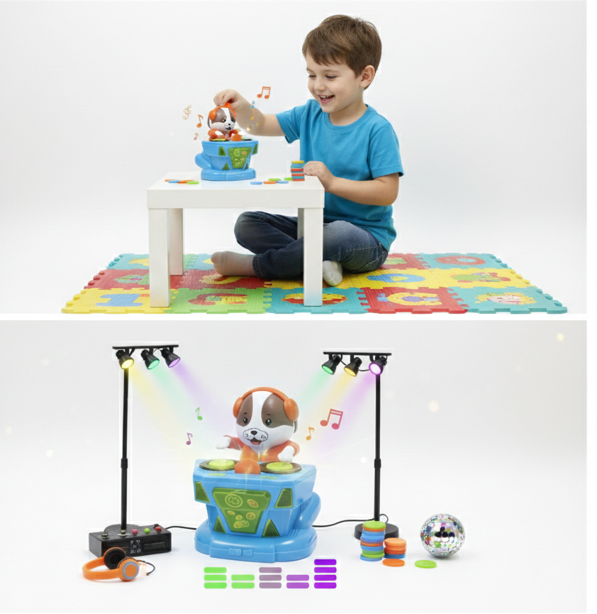 DJ Music Piggy Bank Toy for Kids with Lights & Sound | Musical Coin Saving Box with DJ Dog Character