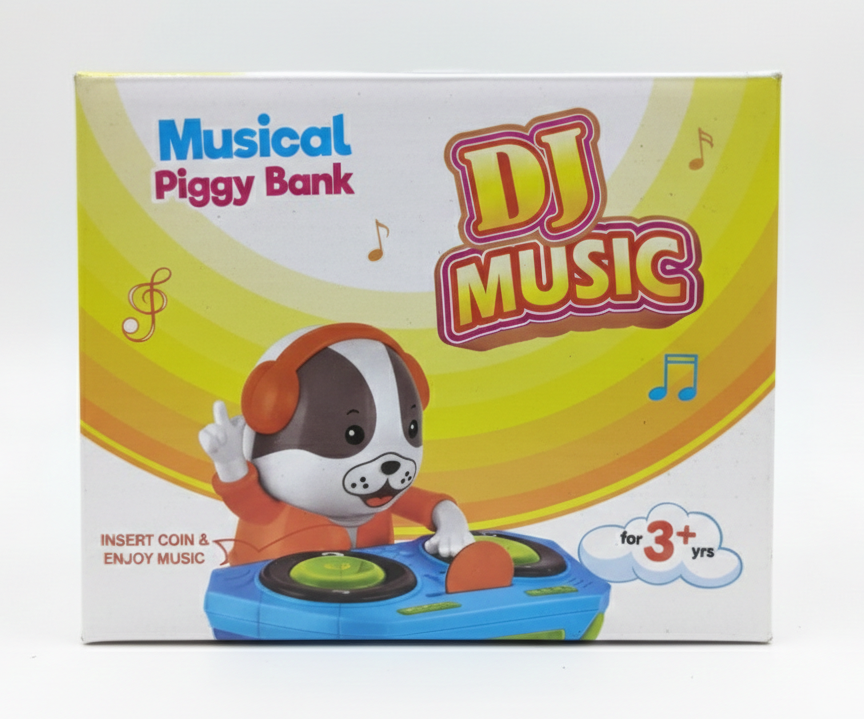 DJ Music Piggy Bank Toy for Kids with Lights & Sound | Musical Coin Saving Box with DJ Dog Character
