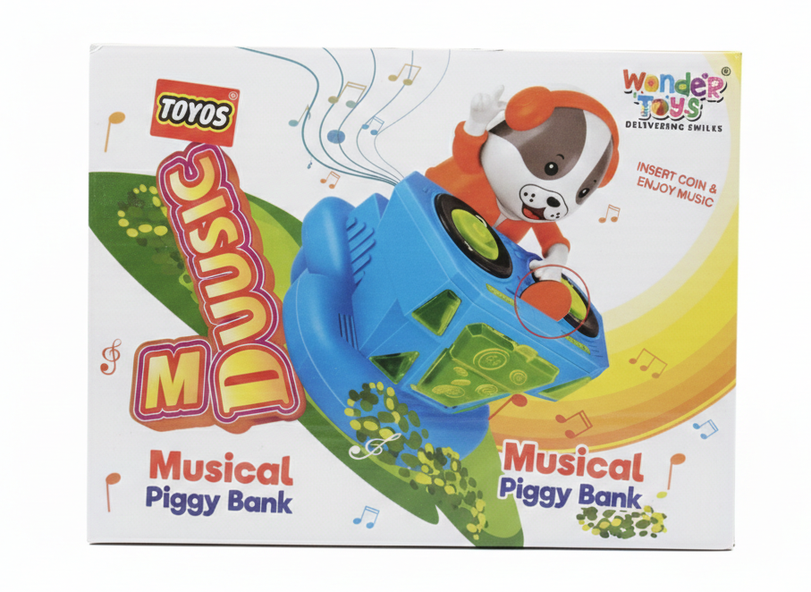 DJ Music Piggy Bank Toy for Kids with Lights & Sound | Musical Coin Saving Box with DJ Dog Character