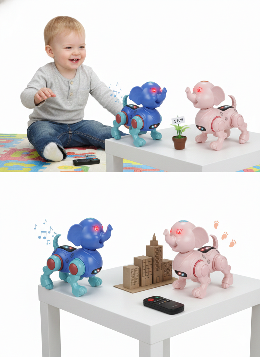 Remote Control Robot Elephant Toy for Kids 3+ Years | Dancing Walking Musical Elephant with LED Lights