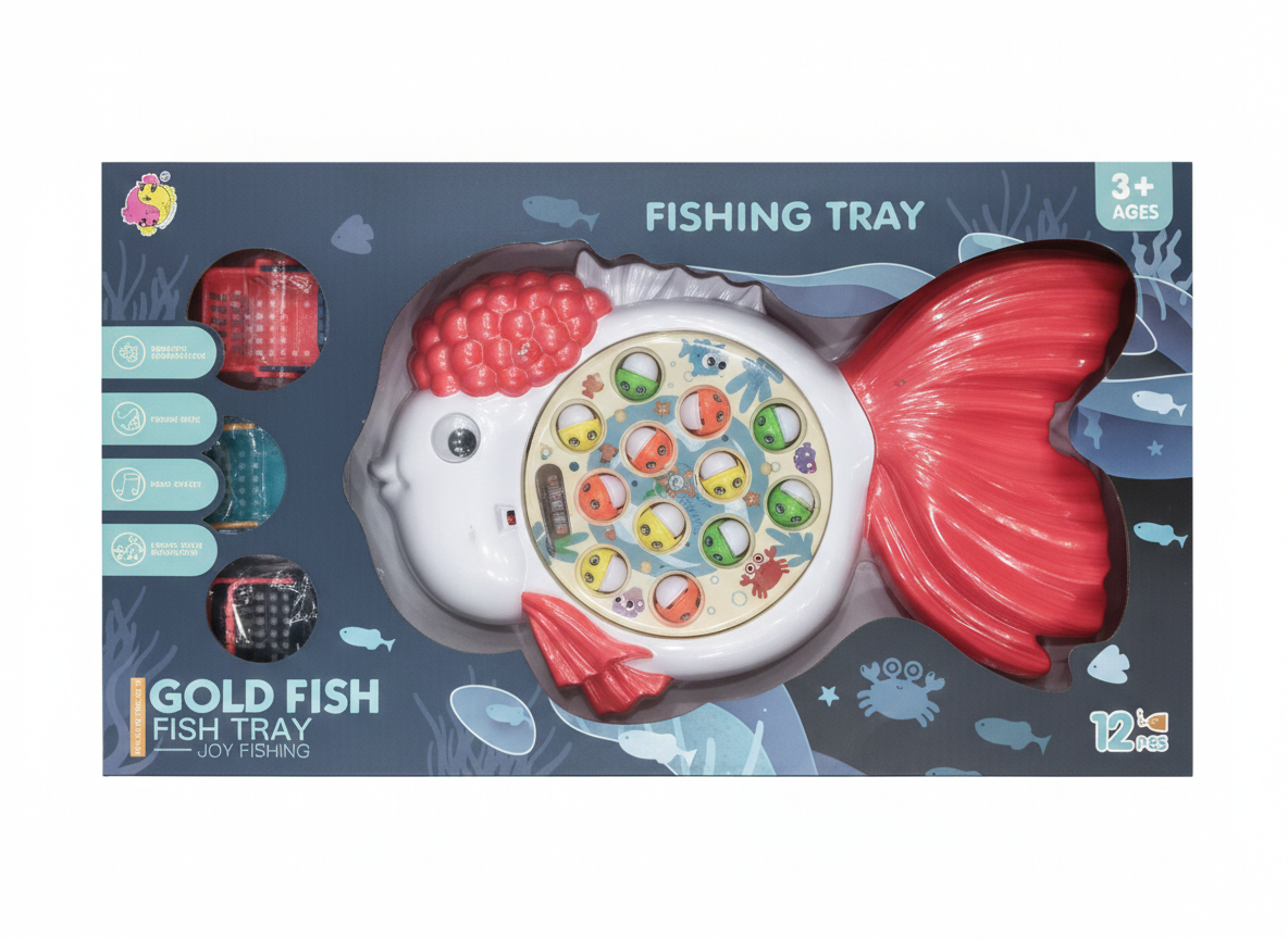 Gold Fish Fishing Game Toy for Kids 3+ Years | Rotating Musical Fishing Tray with Magnetic Fish & Rods