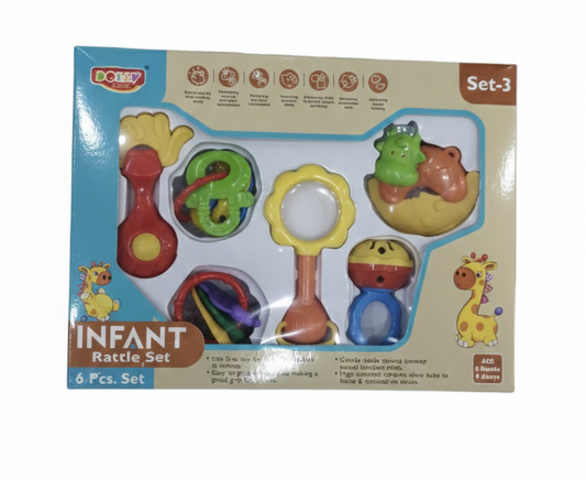 Infant Rattle Toy Set (6 Pieces) for Newborn Babies 0-12 Months | Baby Rattles & Teethers Combo |