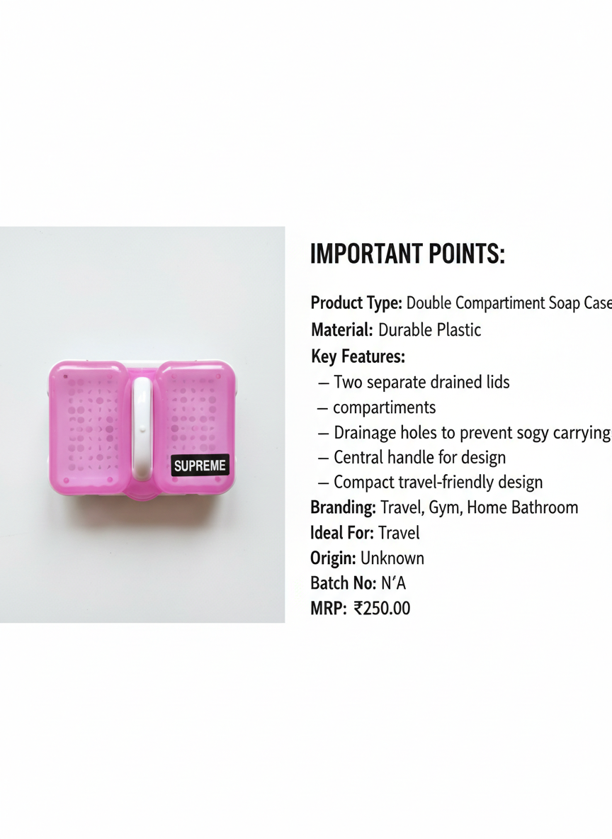 Double Compartment Soap Case with Drainage Holes