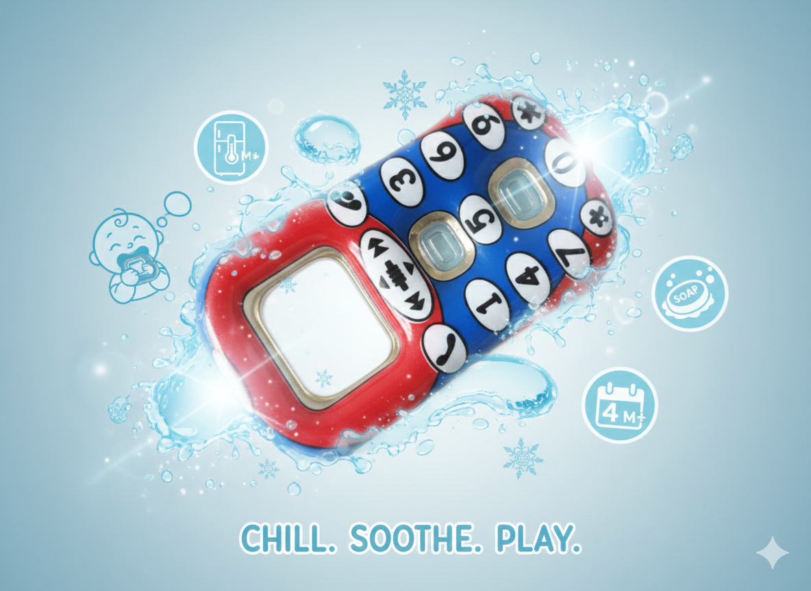 Water Filled Baby Teether Toy (Mobile Phone Shape), Cooling Teether for Infants 4+ Months,