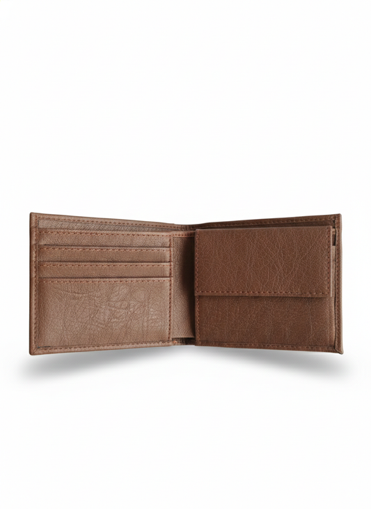 Men’s Genuine Leather Wallet | Bifold Wallet with Snap Coin Pocket & Multiple Card Slots