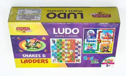 Ludo & Snake and Ladders Board Game Combo for Kids | 2-in-1 Indoor Family Game | Dice & Tokens Included