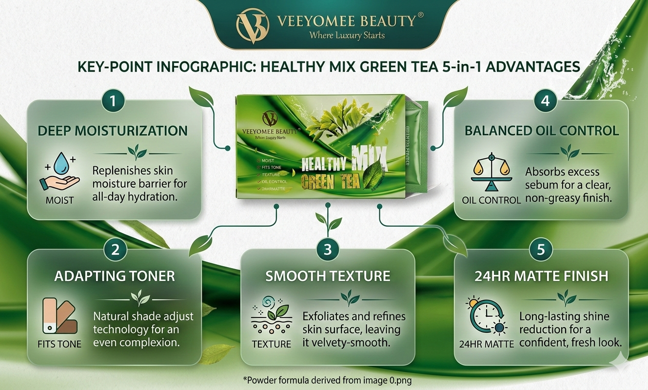 Green Tea Mix Skin Tone Powder 5 in 1