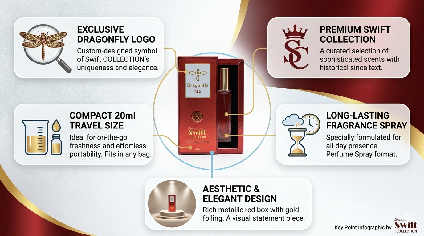 Swift Collection Dragonfly Red Perfume Spray 20 ml | Long Lasting Premium Fragrance for Men & Women