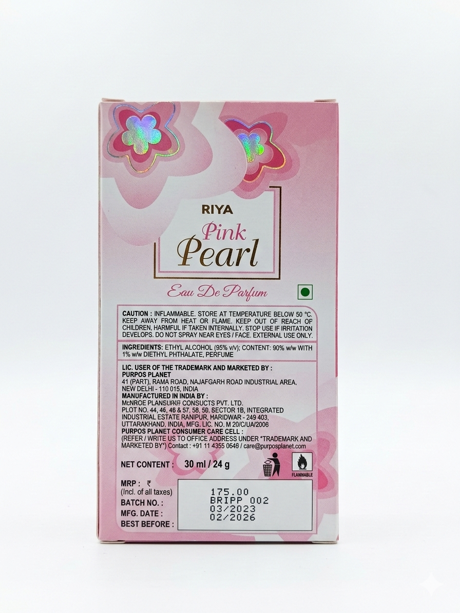 Pink Pearl Eau De Parfum for Women | Long Lasting Floral Perfume with Peony, Vanilla & Musk