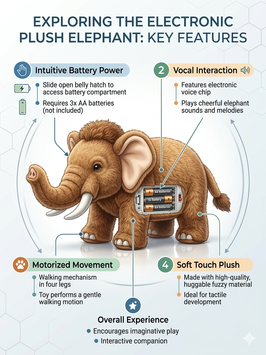 Electronic Plush Elephant Toy with Sound & Walking Action