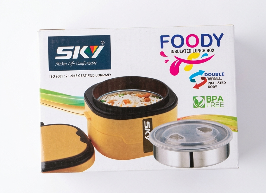Sky Foody Dual-Tier Lunch Box for Office & School | Insulated Double-Wall Tiffin Box