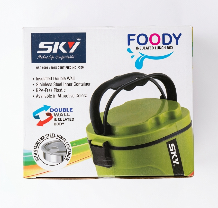 Sky Foody Dual-Tier Lunch Box for Office & School | Insulated Double-Wall Tiffin Box