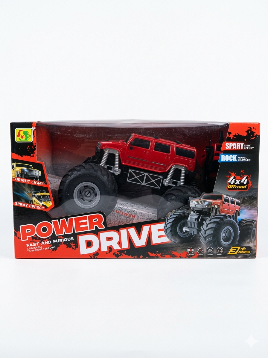 Remote Control Monster Truck 4x4 | Rechargeable RC Car with Spray & Light Effects