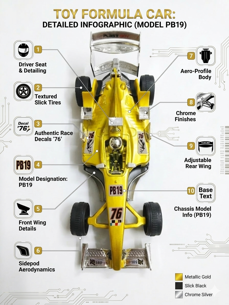 Formula Racing Car Toy for Kids | Die-Cast Style F1 Model Car PB19