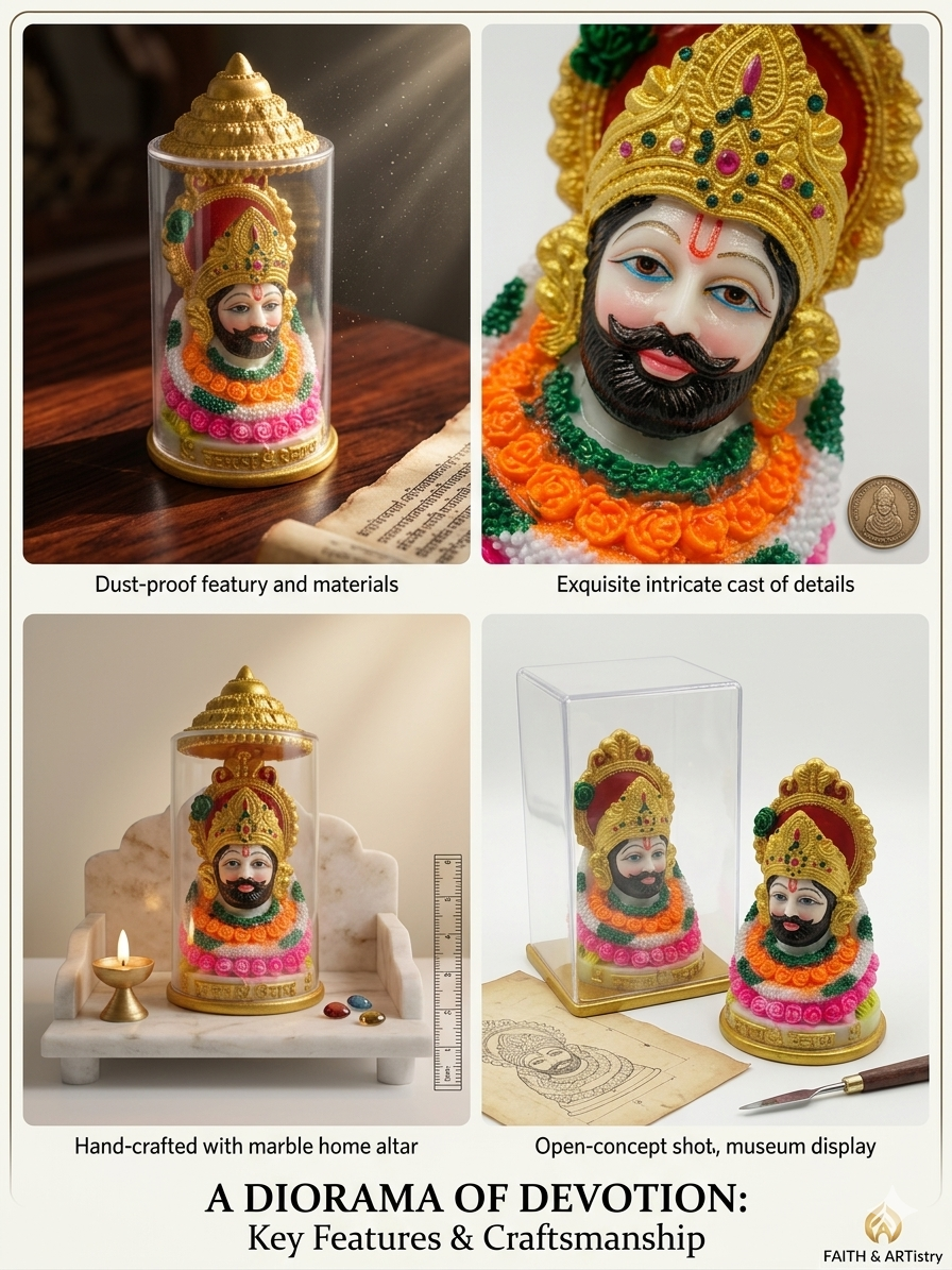 Sai Baba Idol in Dome Frame | Decorative God Statue with Protective Acrylic Cover |
