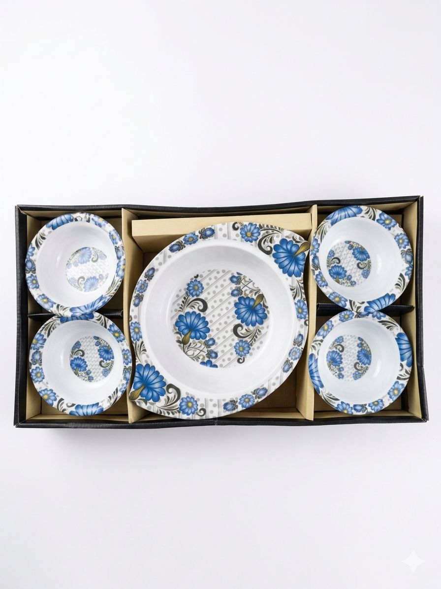 Cherry Blossom Serving Set (5 Pieces) | Large Serving Plate with 4 Bowls