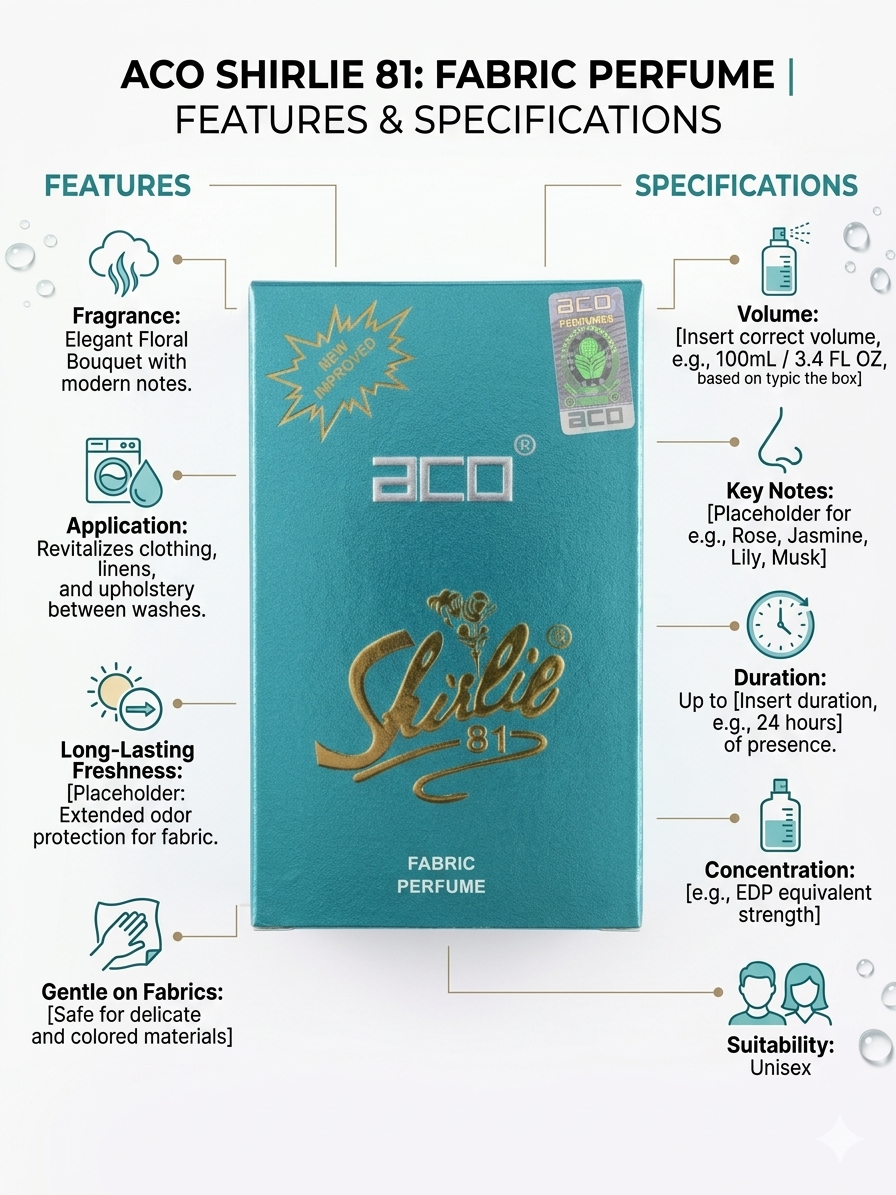 ACO Shirlie 81 Fabric Perfume Spray – Long Lasting Floral Fabric Freshener for Clothes, Curtains & Upholstery – Premium Laundry Perfume for Fresh Fragrance (Unisex)