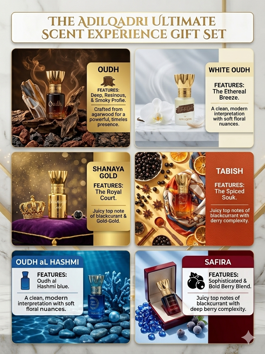 Adilqadri Ultimate Scent Experience Gift Set | 6 x 15ml Miniature Perfumes