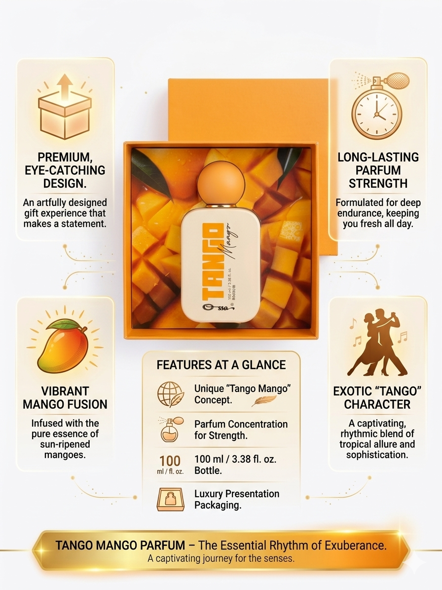 Tango Mango Perfume Eau De Parfum 100ml – Long-Lasting Tropical Mango Fragrance for Men & Women – Premium Luxury Perfume with Exotic Fresh Scent
