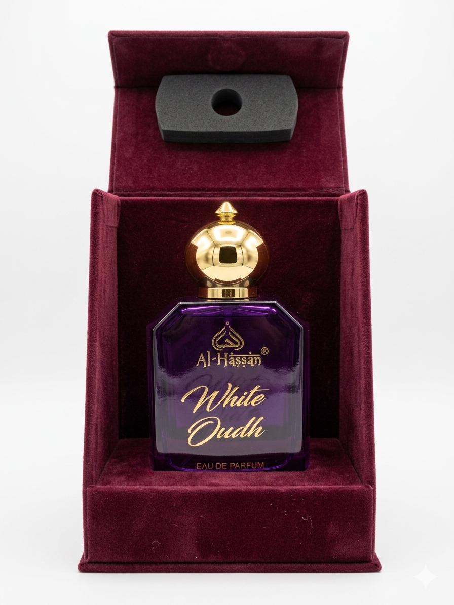 Al-Hassan White Oudh Eau De Parfum | 100ml Luxury Unisex Perfume | Long-Lasting Oud, Jasmine & Woody Fragrance | Premium Arabian Attar Style Scent