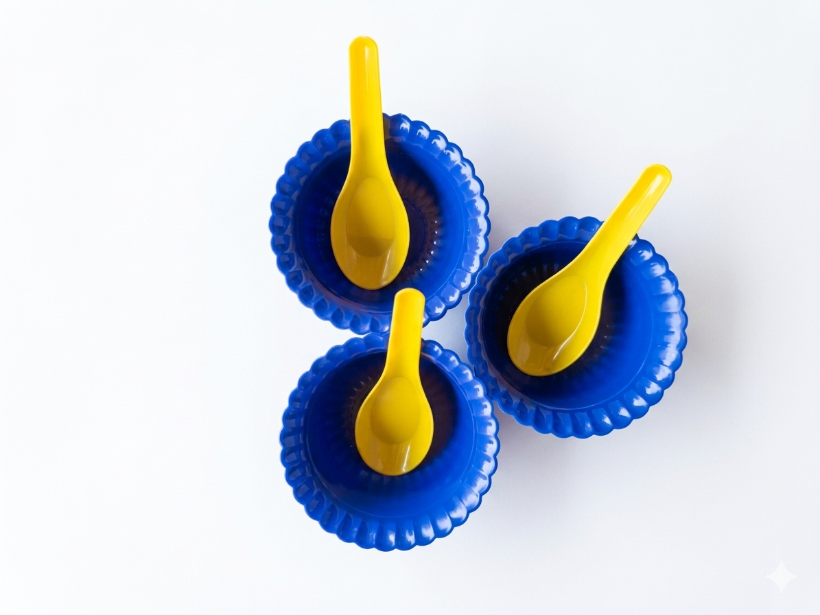 Kitchen Serving Bowl Set with Spoons (6-Piece) – BPA-Free Plastic Snack & Dessert Bowl