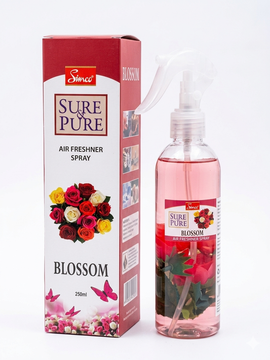 Simco Sure & Pure Blossom Air Freshener Spray 250ml | Long Lasting Floral Room Freshener | Multi-Surface Fragrance Spray for Home, Office & Car