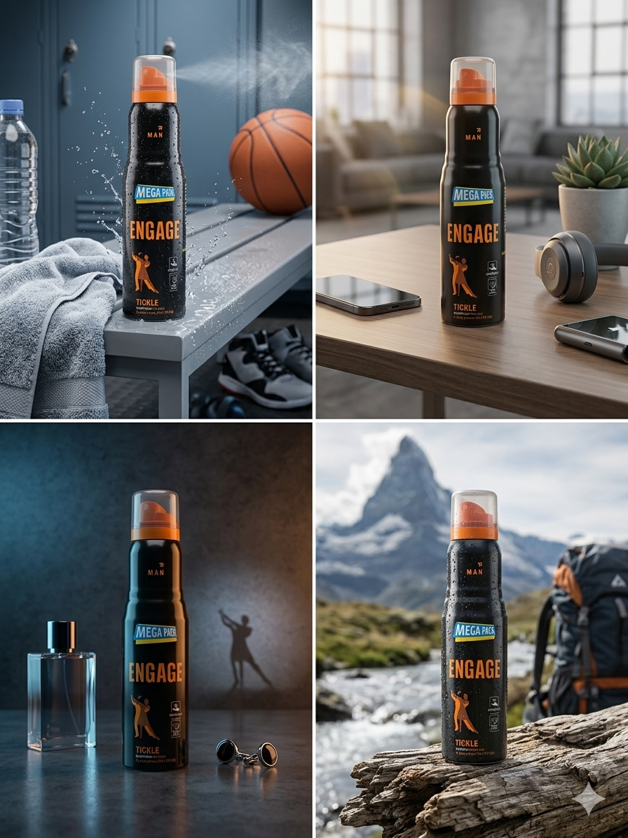 Engage Tickle Deodorant Spray for Men 165ml | Long Lasting Perfume Body Spray | No Gas Deodorant | 24Hr Freshness | Skin-Friendly Fragrance