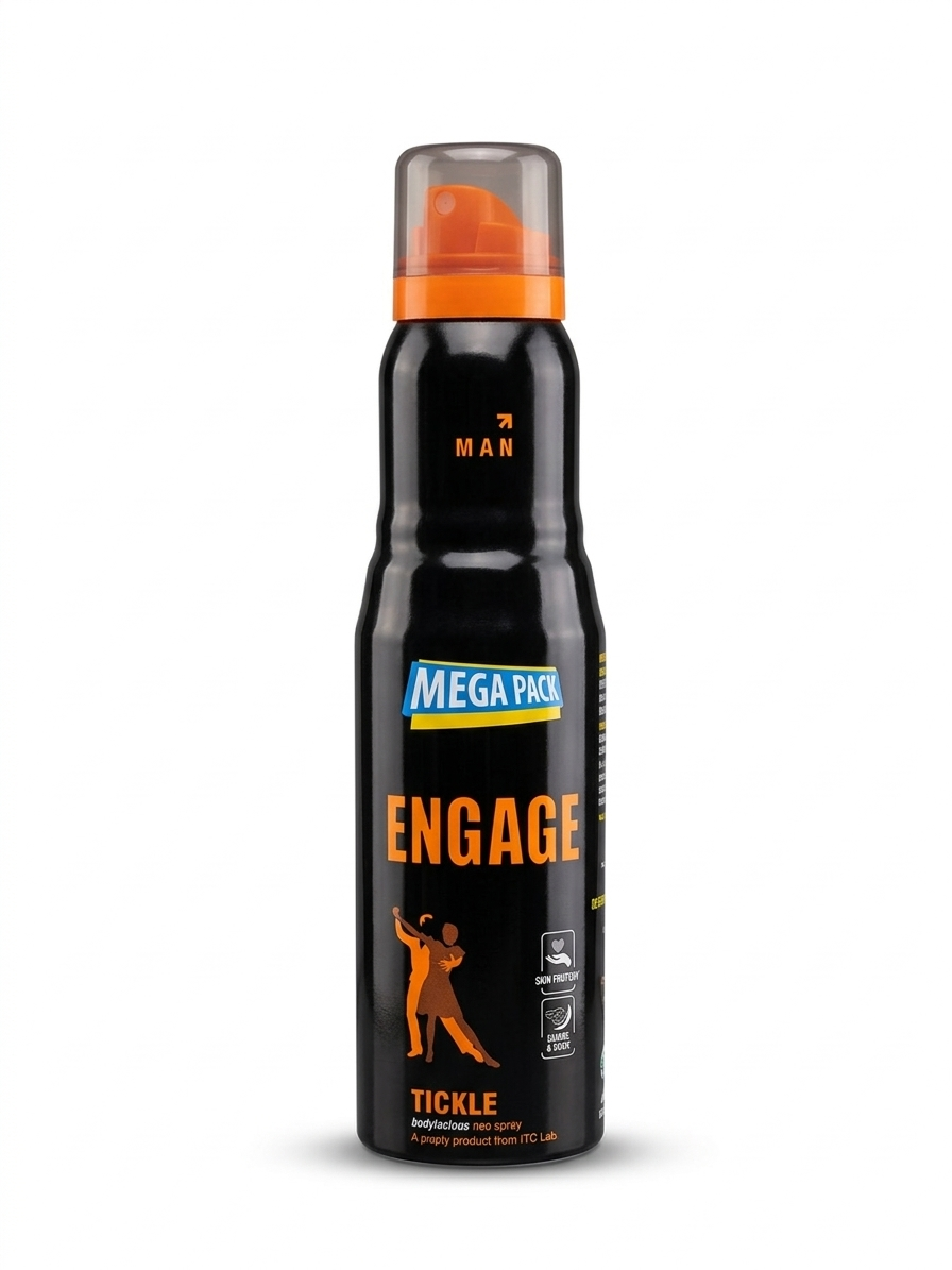 Engage Tickle Deodorant Spray for Men 165ml | Long Lasting Perfume Body Spray | No Gas Deodorant | 24Hr Freshness | Skin-Friendly Fragrance