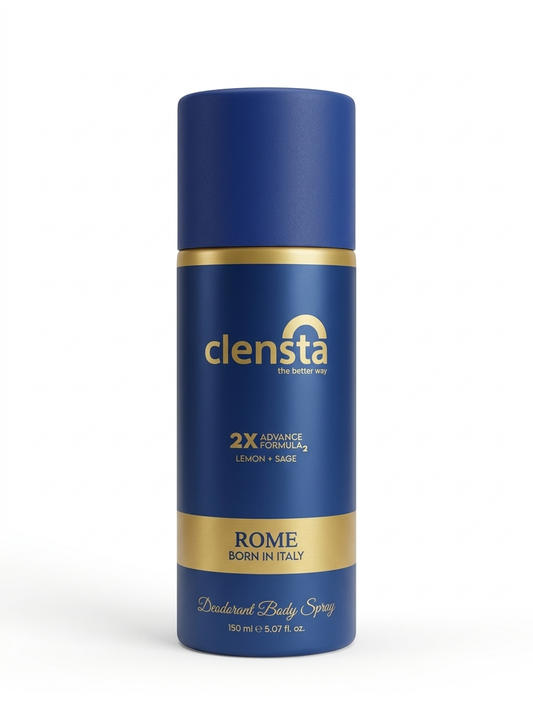 Clensta Rome Deodorant Body Spray 150ml | Lemon & Sage Fragrance | 2X Advance Formula | Long-Lasting Odor Protection
