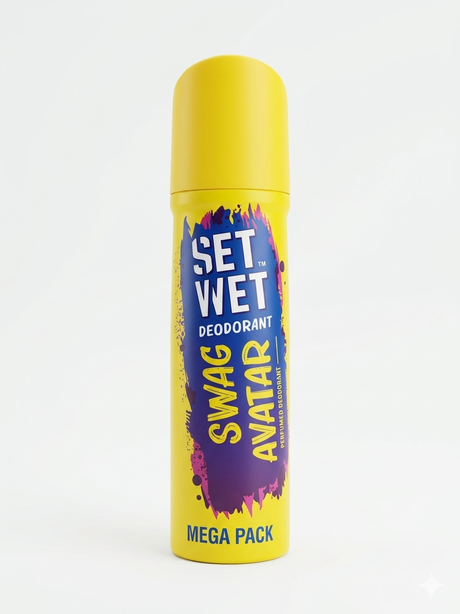 Set Wet Cool Avatar Deodorant for Men, 150ml Mega Pack | 24-Hour Freshness & Odour Protection | Invigorating Mint & Citrus Fragrance | No Gas, 100% Perfume Concentrate
