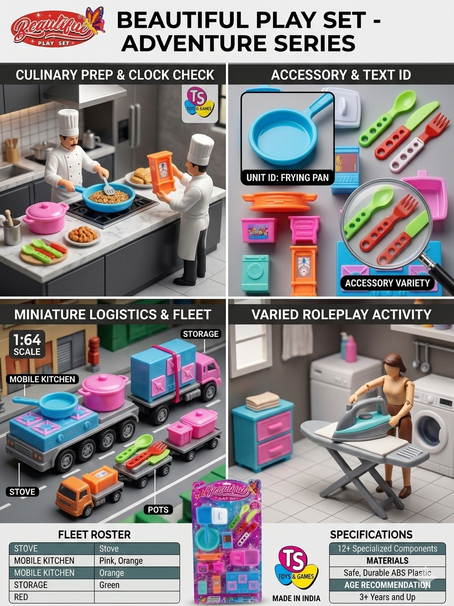 Beautiful Play Set Mini Gourmet Complete Kitchen Playset for Kids – 12+ Piece Pretend Play Accessories with Stove, Pots, Pans, and Utensils – Durable ABS Plastic – Vivid Colors, Ages 3+