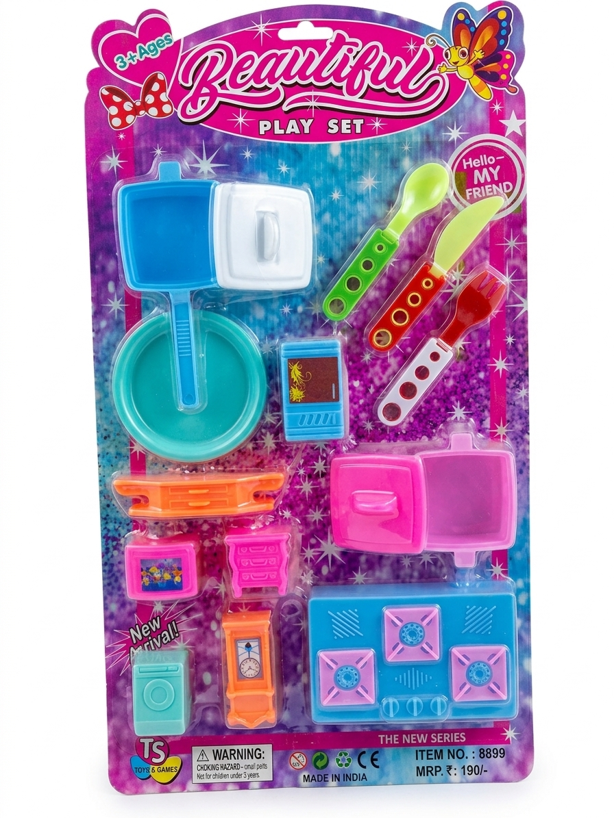 Beautiful Play Set Mini Gourmet Complete Kitchen Playset for Kids – 12+ Piece Pretend Play Accessories with Stove, Pots, Pans, and Utensils – Durable ABS Plastic – Vivid Colors, Ages 3+