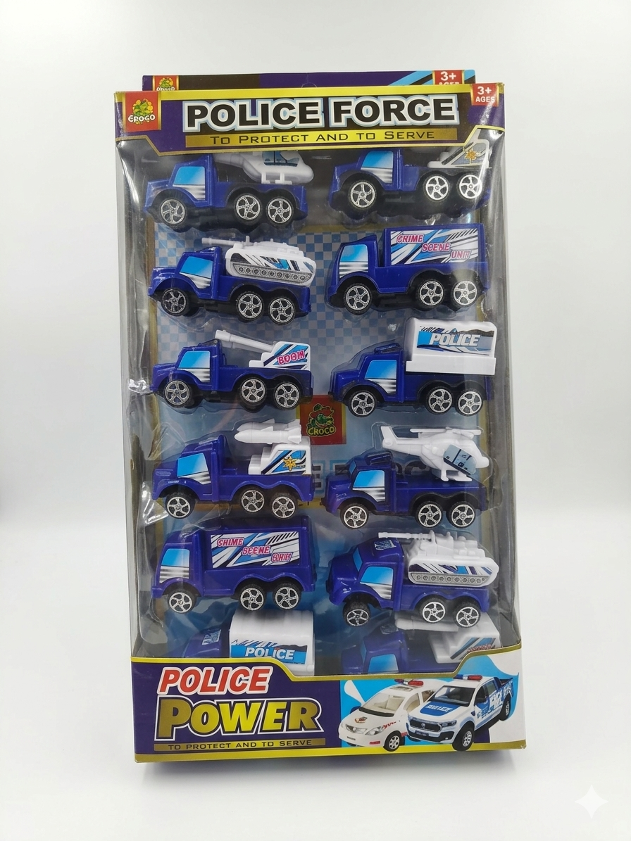 Ultimate Police Fleet Emergency Vehicle Playset – 12-Piece Die-Cast Style Police Force Collection – Includes Helicopter, Tow Truck, Rescue Truck & Crime Scene Vans – Rugged ABS Plastic, Ages 3+