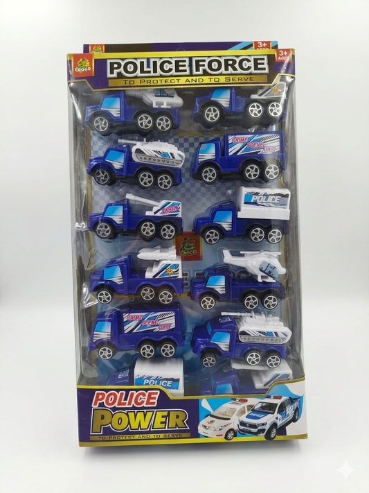 Ultimate Police Fleet Emergency Vehicle Playset – 12-Piece Die-Cast Style Police Force Collection – Includes Helicopter, Tow Truck, Rescue Truck & Crime Scene Vans – Rugged ABS Plastic, Ages 3+