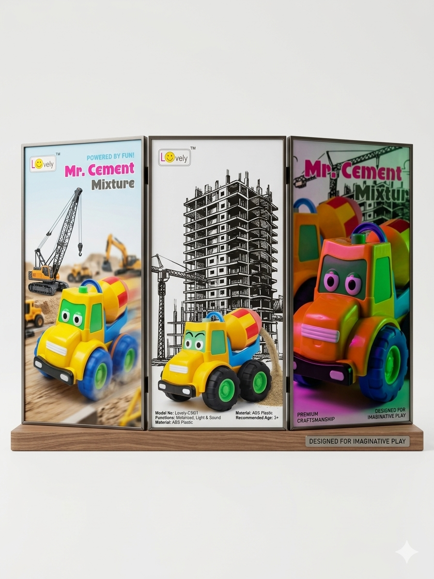 🚧 Product Title (SEO Optimized)  Mr. Cement Mixer Toy Truck for Kids – Battery Operated Construction Vehicle with Lights, Sound & Dual Speed, Realistic Mixer Toy for Boys & Girls (3+ Years)