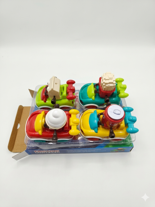 Foodie Racers Toy Car Set for Kids (Pack of 4) – Friction Powered Food-Themed Cars with Removable Parts, Durable Mini Vehicles, No Battery Toys for Boys & Girls (3+ Years)