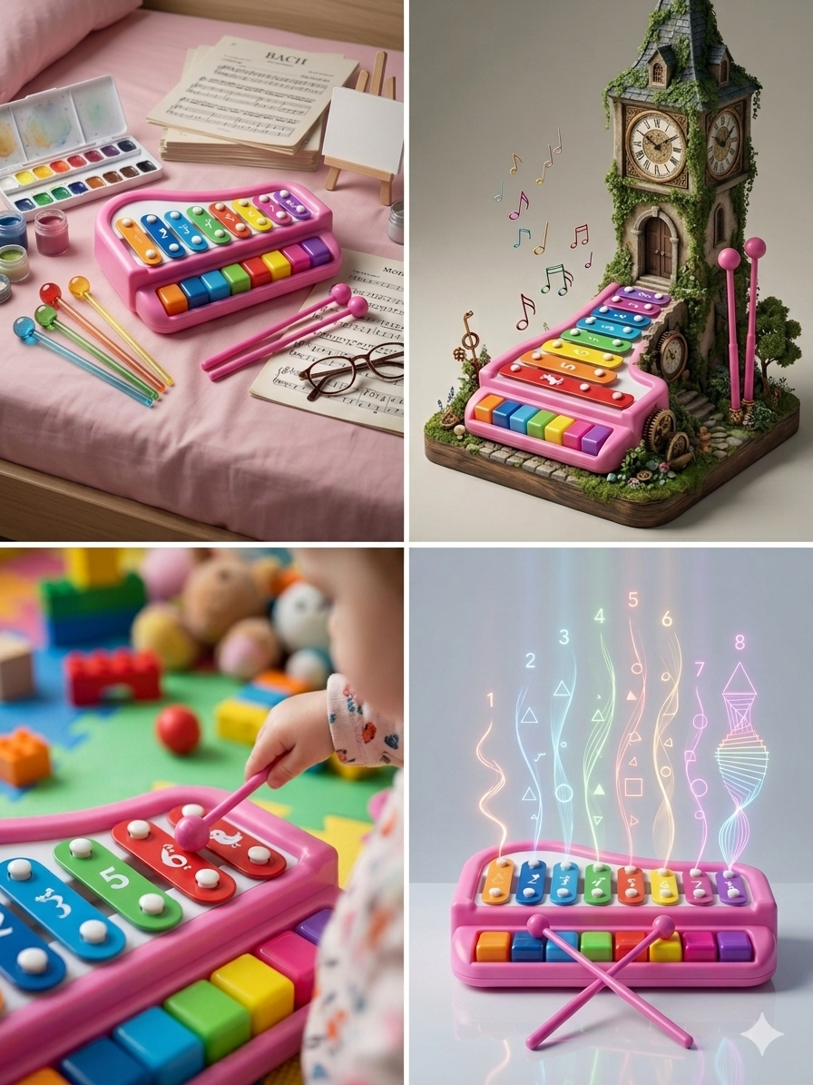 2-in-1 Kids Xylophone Piano Toy | Musical Keyboard with 8 Notes & Rainbow Bars | Educational Music Toy with Mallets for Toddlers (3+ Years)