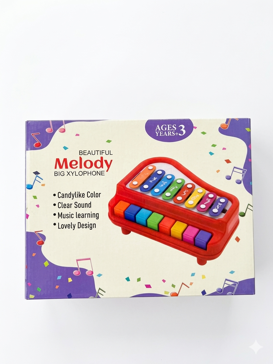 2-in-1 Kids Xylophone Piano Toy | Musical Keyboard with 8 Notes & Rainbow Bars | Educational Music Toy with Mallets for Toddlers (3+ Years)