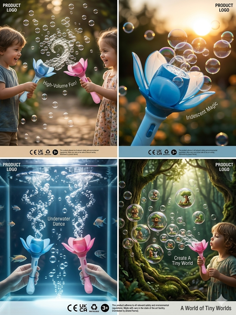 LED Bubble Flower Wand Toy with Music & Lights | Automatic Bubble Maker for Kids |