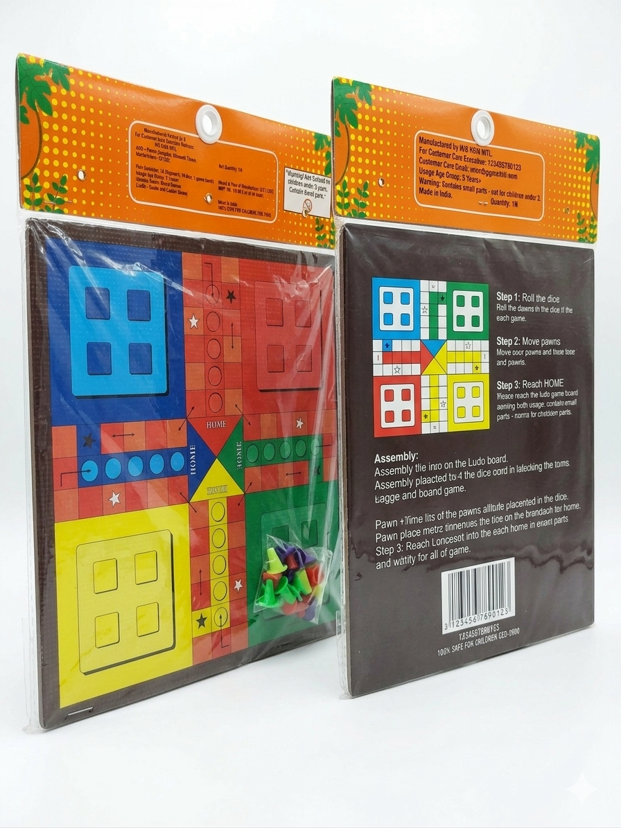 Wooden Ludo Board Game Deluxe Set | Classic Family Board Game with Dice & Multi-Color Pawns | Premium Wooden Frame | Foldable Travel Board | Indoor Game for Kids & Adults (5+ Years)