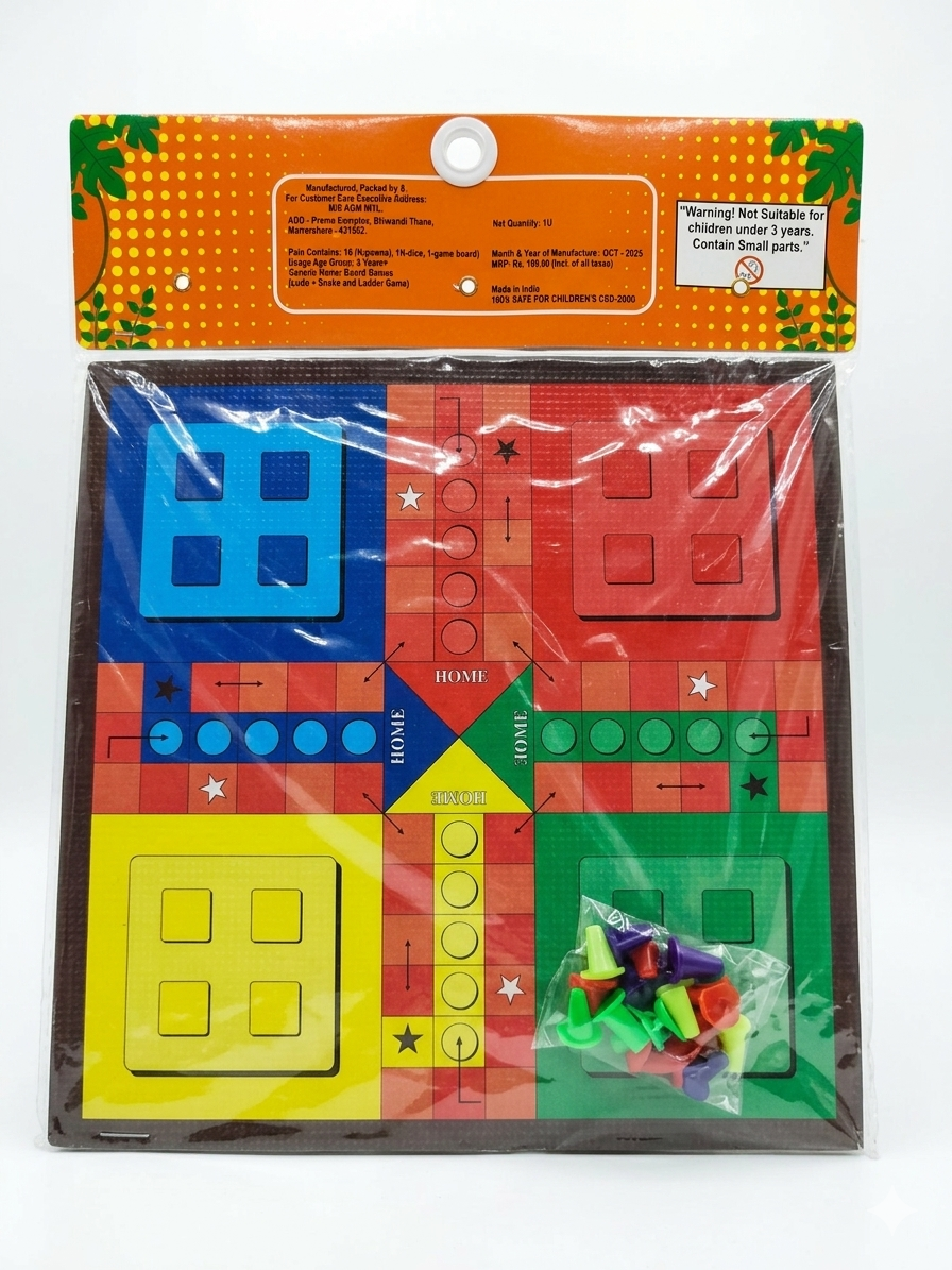 Wooden Ludo Board Game Deluxe Set | Classic Family Board Game with Dice & Multi-Color Pawns | Premium Wooden Frame | Foldable Travel Board | Indoor Game for Kids & Adults (5+ Years)